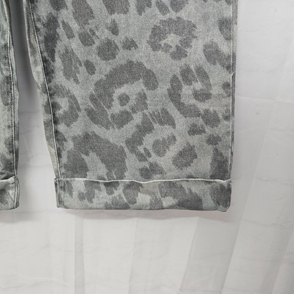 Anthropologie Pilcro Jeans Gray Leopard Super Wide Leg Crop Cuffed 31 - Picture 3 of 10